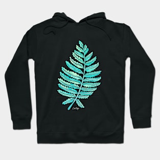 fern leaf turquoise Hoodie